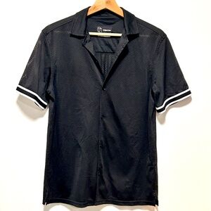 Original Use Black Mesh White & Black Sleeve Piping Short Sleeve Men’s Shirt S